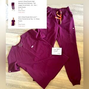 XS Tall HW Uman Relaxed Joggers Dp Purple 
S Men’s Slim Leon Scrub Top Dp Purple